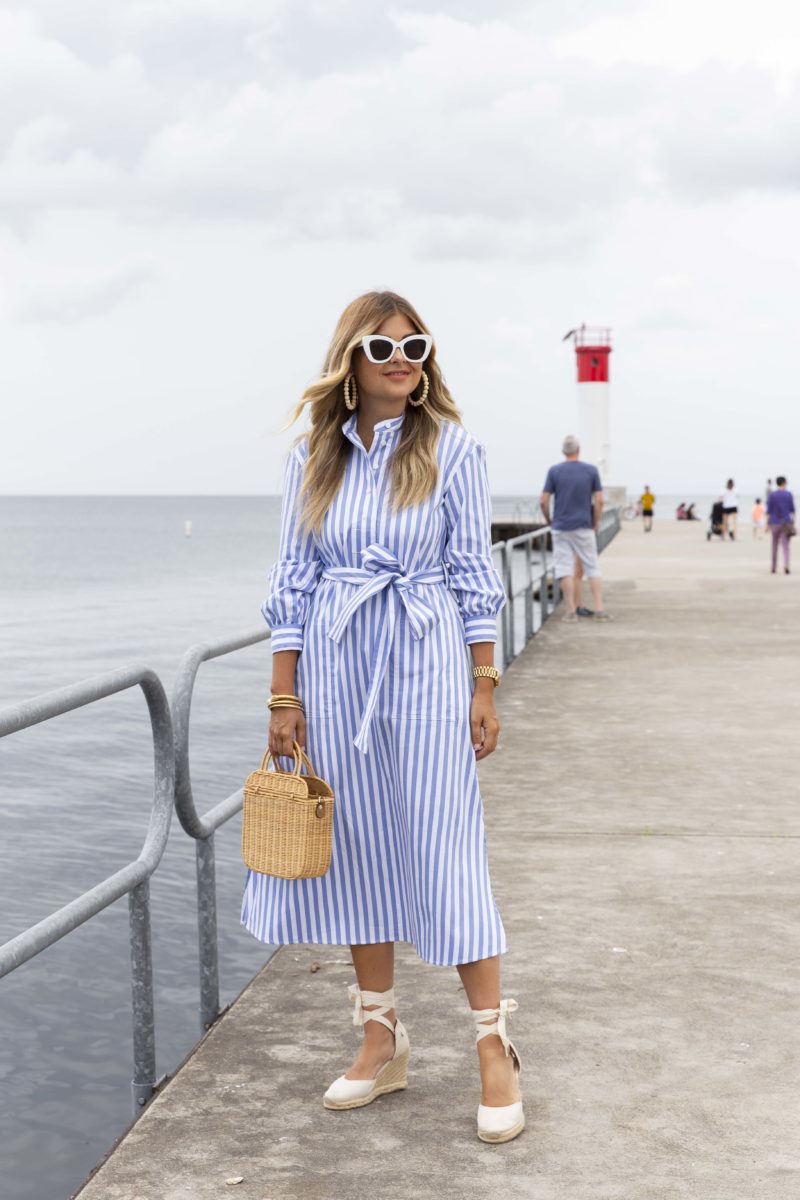 Long striped shop shirt dress