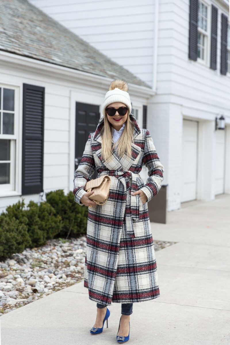 Checkered long outlet jacket