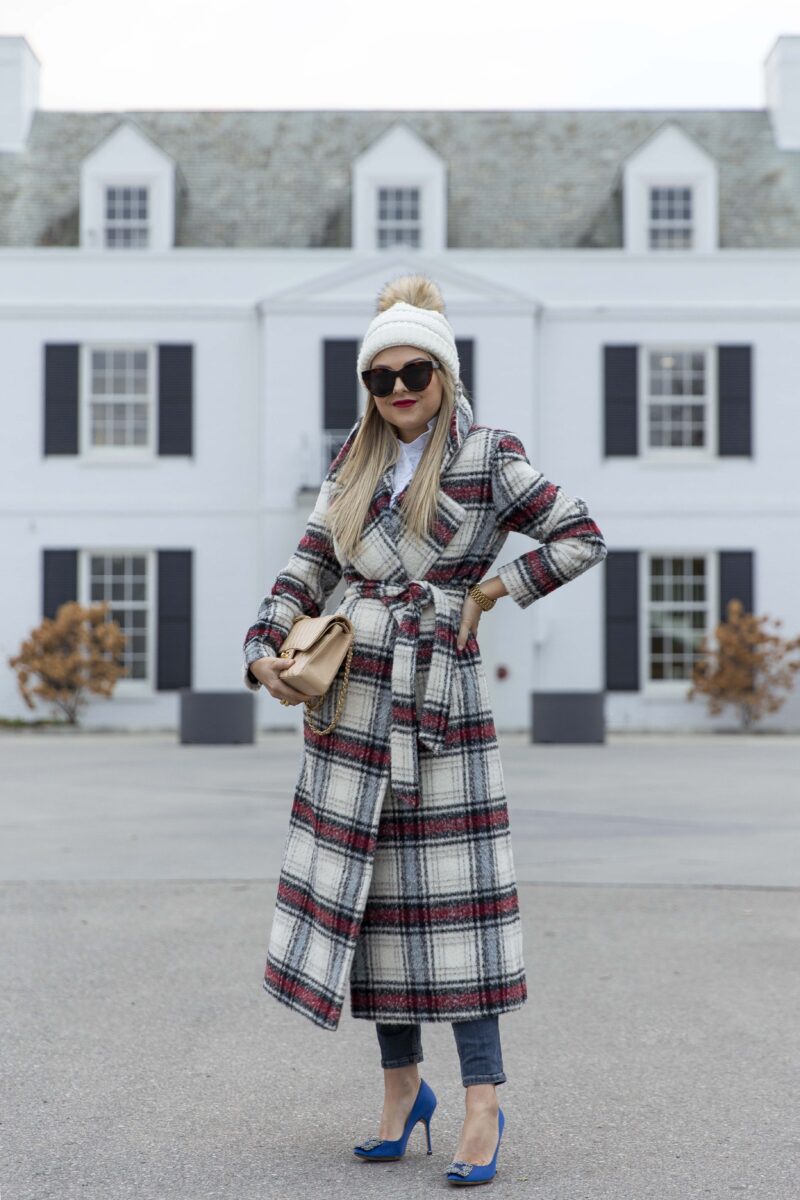 Plaid on sale long jacket